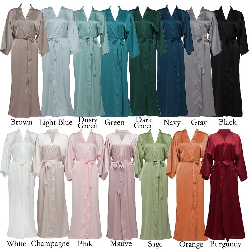 Long Satin Silk Robes Bridesmaid Robes Wedding Woman Bridal Robe White Robes