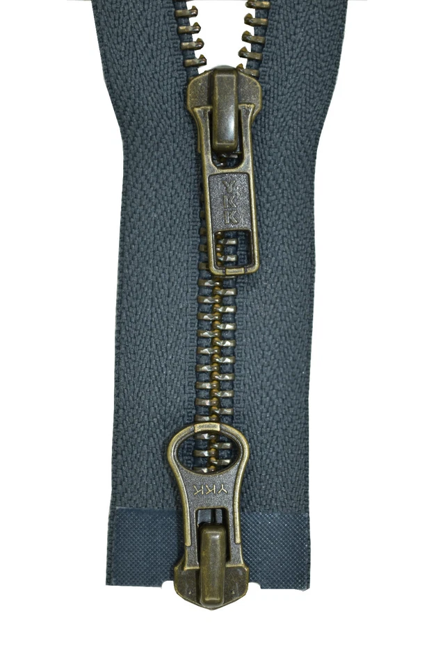 YKK Reißverschluss von 30-100 cm 5 mm metall 2 Weg teilbar schiefer grau 182
