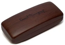 New Ernest Hemingway Hard Eyeglass/Sunglass Case Brown Wood Tone Cherry Walnut