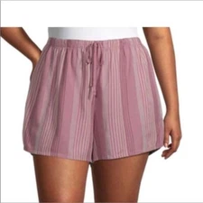 Ambrielle sleep lounge shorts Woman’s 3X plus mauve stripe with pockets