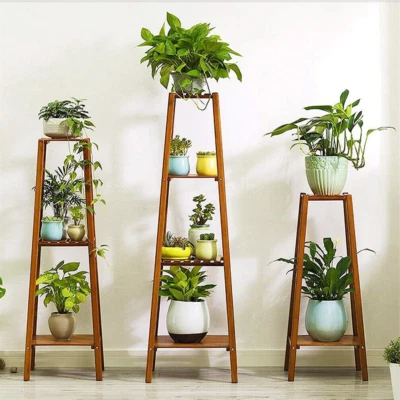 Braun Blumenhocker Eckig Blumenständer Blumensäule Modern Säule aus Bambus 2/3 - Bild 1 von 4