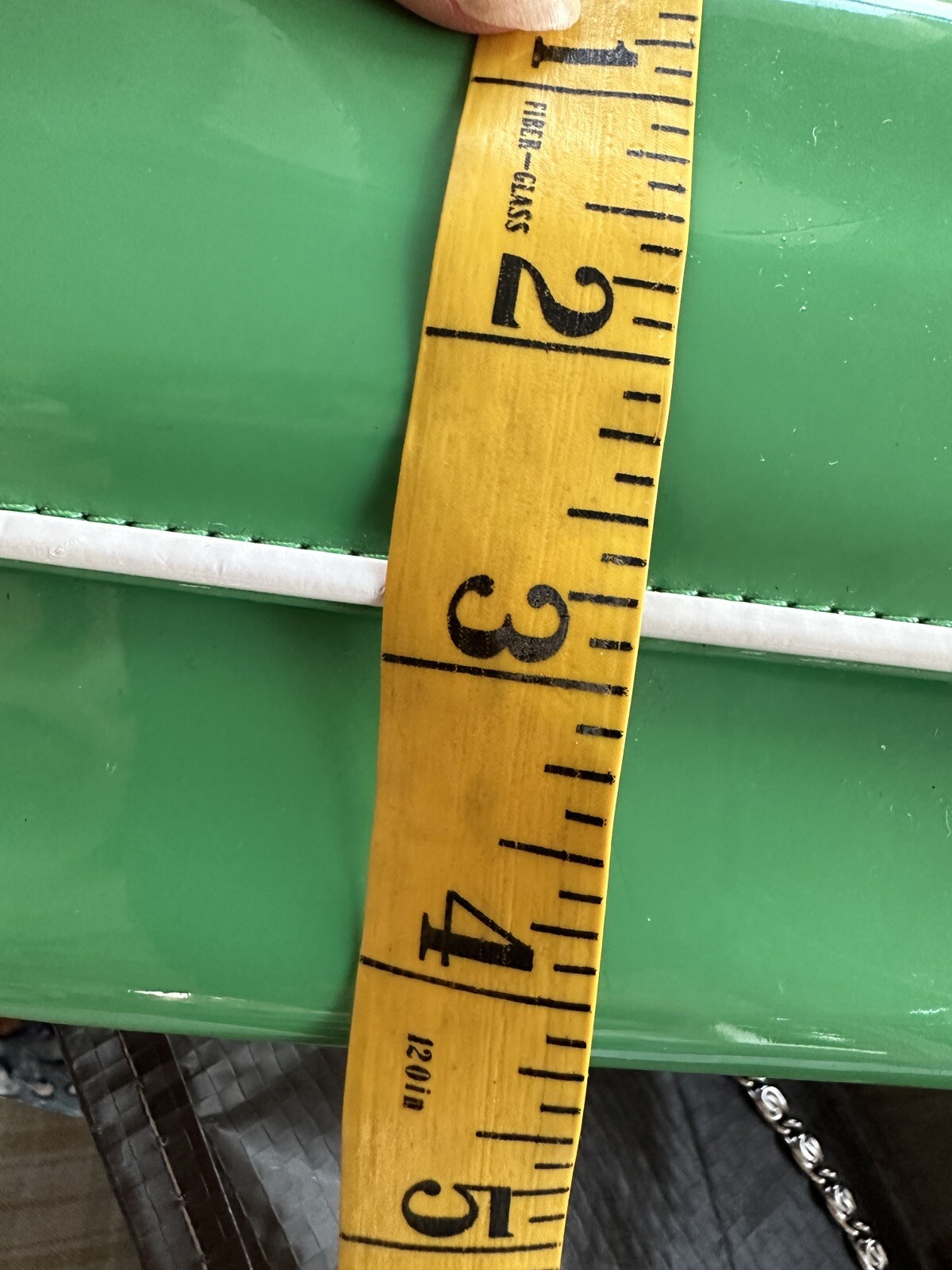 Aldo GREEN Crossbody Clutch Bag Purse Novelty Vinyl White Trim Preppy