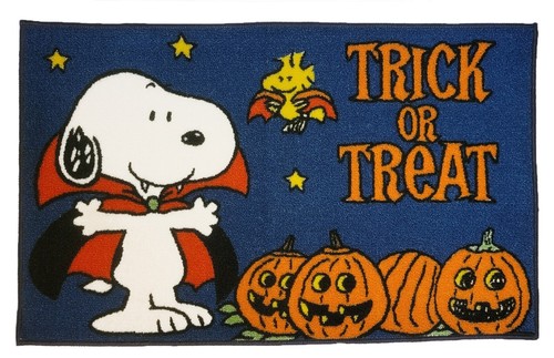 Peanuts Snoopy Halloween Accent Rug 17" x 28" Dracula Vampire Theme Fall Doormat