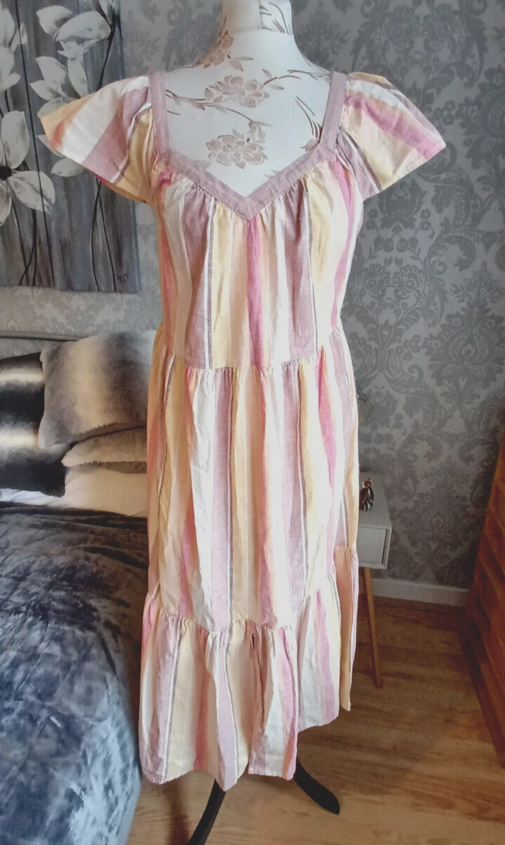 Pastel striped maxi dress sales