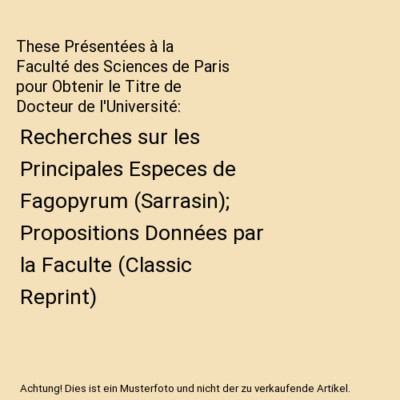 These Présentées à la Faculté des Sciences de Paris pour Obtenir le Titre de