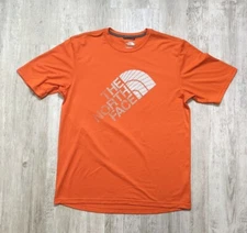 The North Face Mens M Logo Short Sleeve T-Shirt Orange Tech Performance 