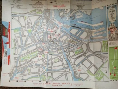 MAPA DE LA CIUDAD DE AMSTERDAM, Circa 1950's 17" x 22" desplegable con fecha similar Foto 2 de 4