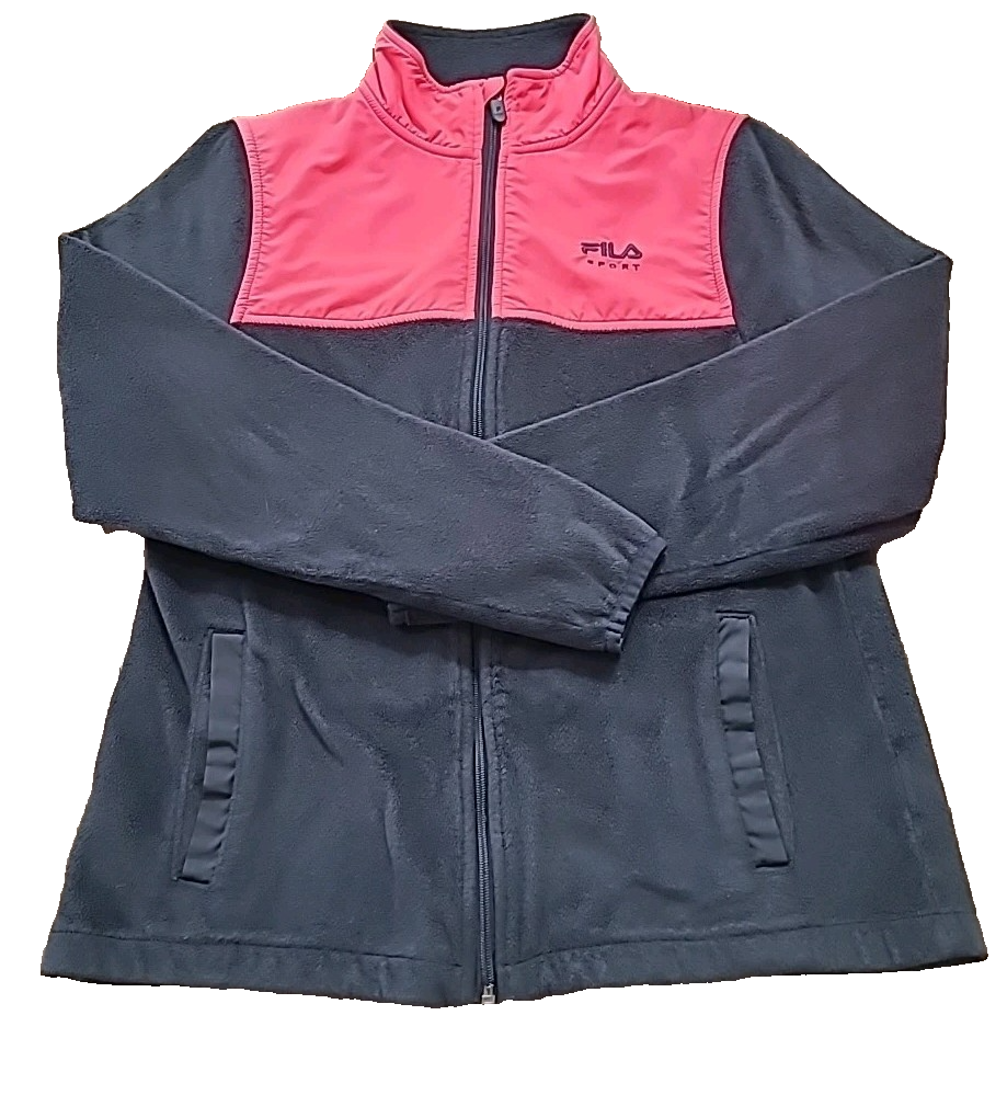 Giacca donna sherpa leggera Fila Sport XS nera e rosa full zip