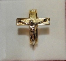 Unique 14K White Yellow Gold Jesus Crucifix Cross Ring Size 10