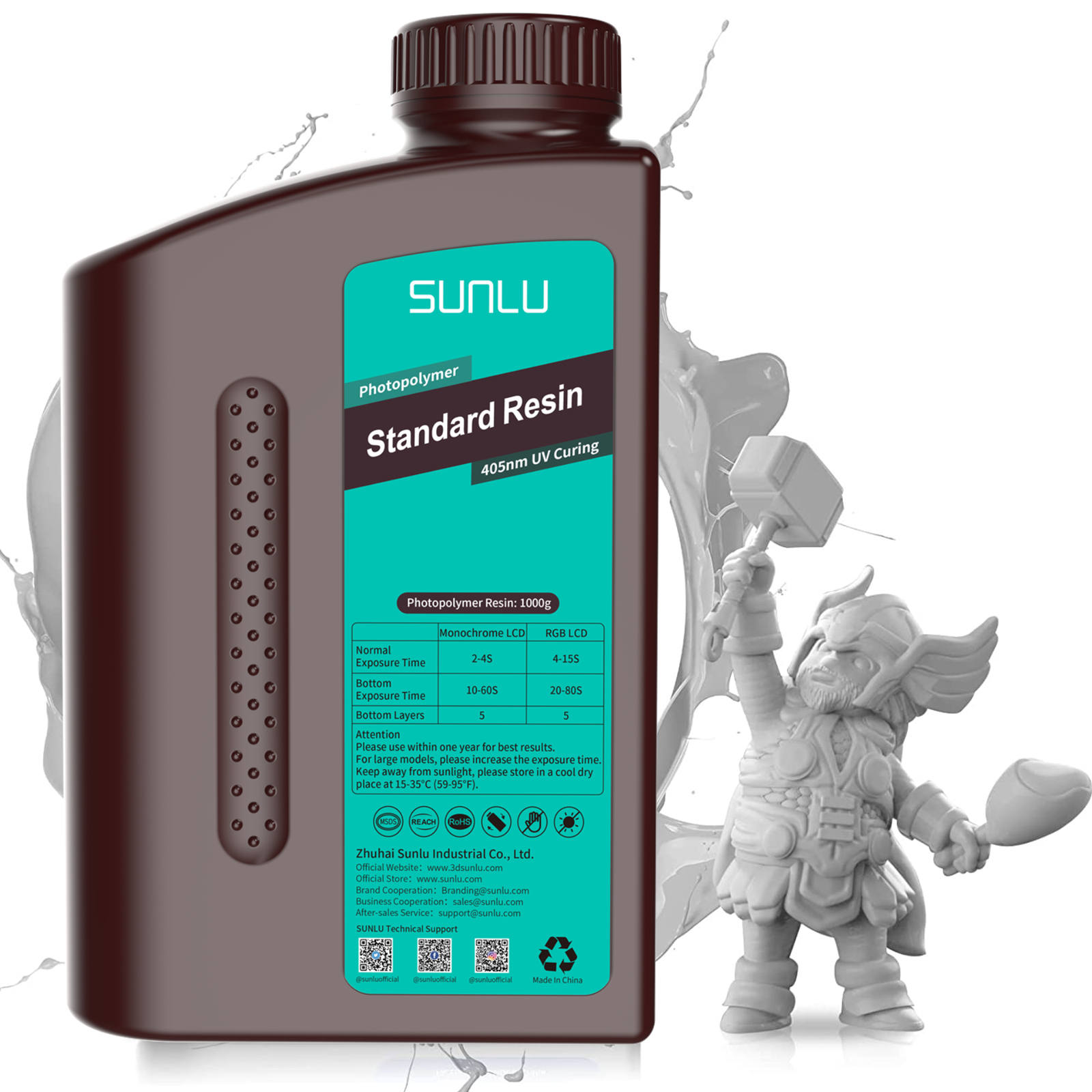 SUNLU Standard Resin 405nm Harz 1KG/2.2LBS Für LCD/DLP/SLA 3D Drucker Grau