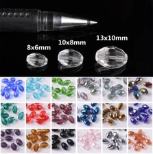 8x6mm 10x8mm 13x10mm Rugby Oval Faceted Crystal Glass Loose Beads Wholesale lot
