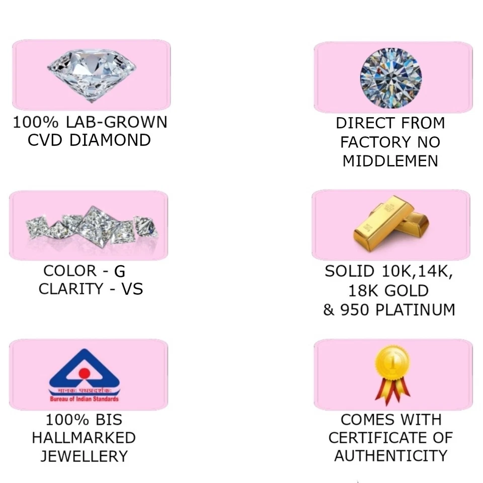 Lab-Created Round Cut CVD Diamond Half Moon Stud Earrings In 10K Two-Tone Gold - Image 3 of 4