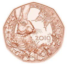 SPRING AWAKENING Austria 5 Euro 2019 Copper EASTER COIN Uncirculated