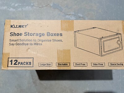 Kuject Shoe Storage Boxes 12 Pack Large Clear Plastic NIB Free Shipping