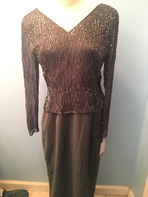 Montage Collection by Mon Cheri Women s Beaded Evening Gown Sz 16 Smoke (Gray)