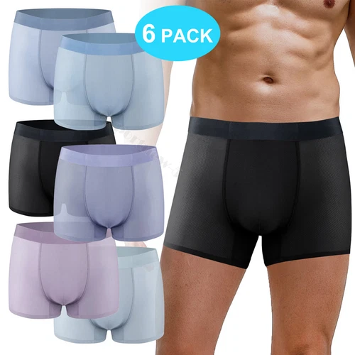 Mens Trunks Underwear 6 Pack Breathable Comfortable Pouch Underwear for Men - Picture 1 of 17
