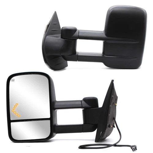 Pair Towing Mirrors for 2007-2013 Silverado Sierra 2500 Power Heated Arrow Lamp