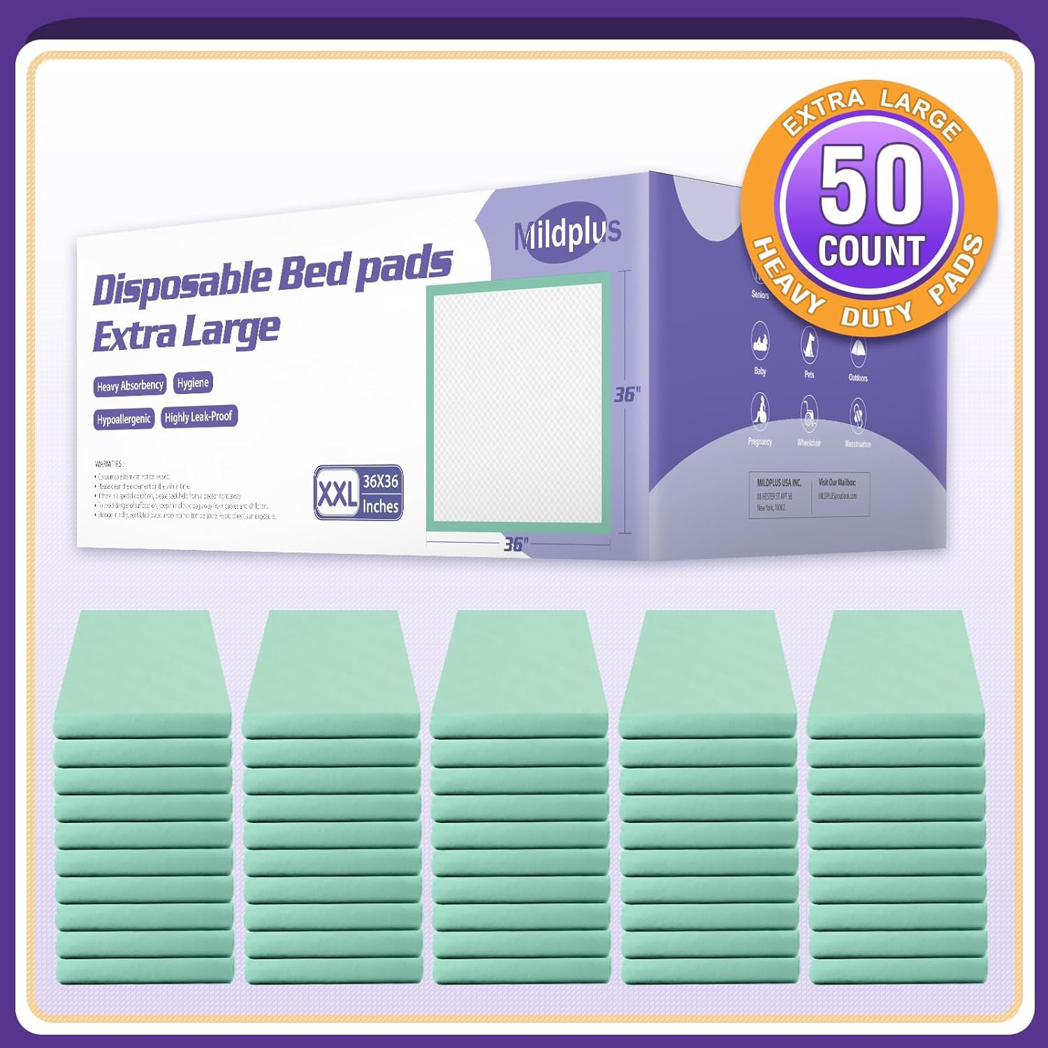Disposable Bed Pads 36'' X 36'' Heavy Duty Underpads Extra Large Incontinence(10