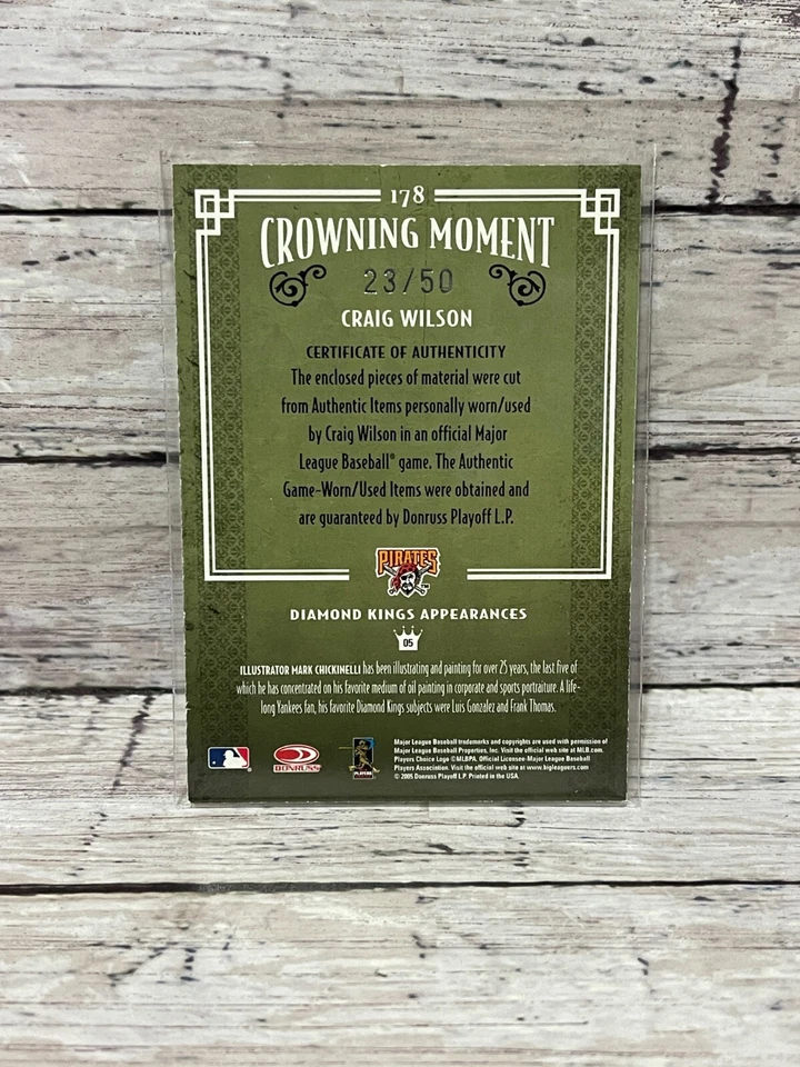 2005 Diamond Kings подпись материалы золото #178 Craig Wilson бита + Jsy #'d/50 - Изображение 2 из 2