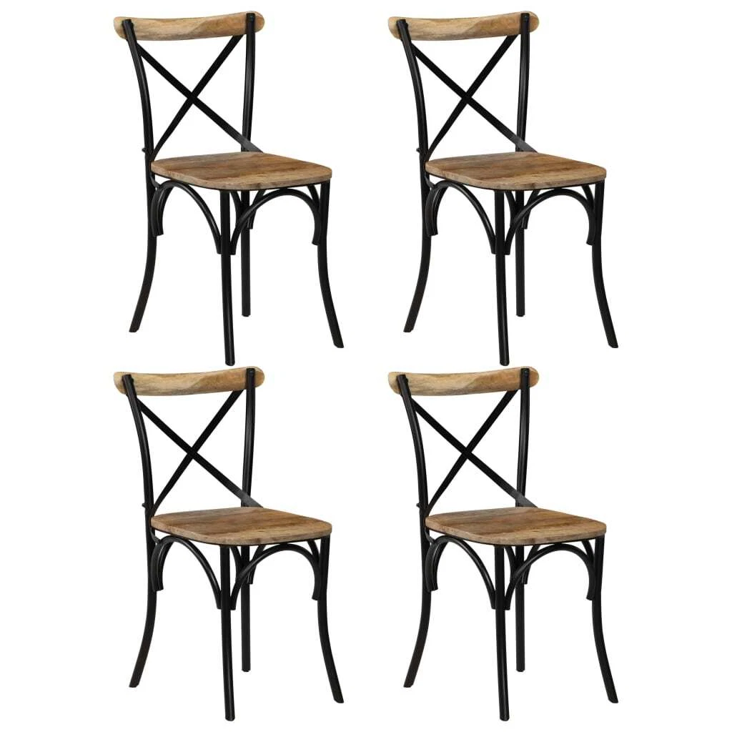 Cross Chairs 4 pcs Black Solid Mango Wood vidaXL eBay