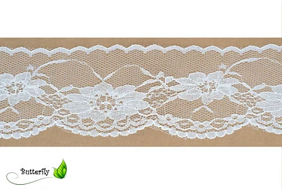 CREATIVERY 10m Spitzenband 60mm Blumen Rosen Spitzenborte Spitzenbordüre Hochzeit 50mm 5cm