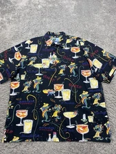 AFTCO Shirt Men XL Margarita Madness AOP Hawaiian Bluewater Vtg Made In USA 90s
