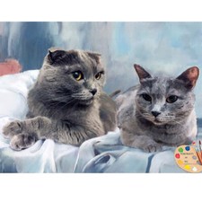 British Shorthair Cat Portrait - Custom Painted Cat Portrait