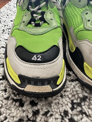 Authentic Balenciaga Fabric Mesh Triple S Sneakers 42 Green Size 9