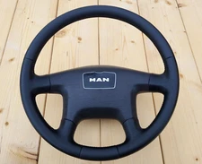 NEW LEATHER Steering Wheel for MAN TGX TGS TGA TGL TGM Truck W Emblem 2003-