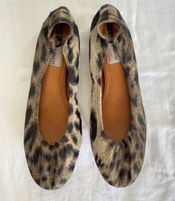 lanvin paris ballet flats leopard 8.5