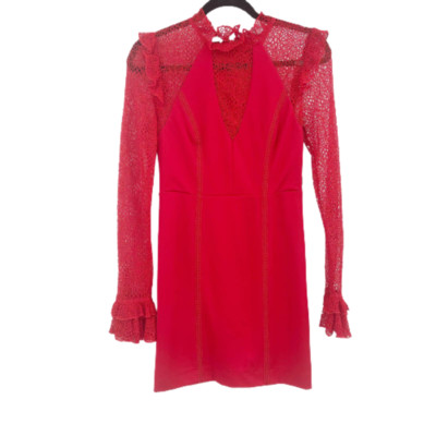 Ryse The Label Women's Red Body Con Full Sleeves Mini Dress 
