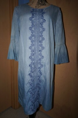 luxology denim dress Luxology Denim Crochet Dress Size 8 ( Medium)! Beautiful!