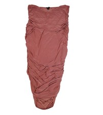 Boohoo Dress Womens 20 Pink Sweetheart Bandeau Ruched Bodycon Midi Party Plus