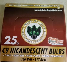 Holiday Bright Lights C9 Christmas Light Bulbs Green 1 in. 25 incandescent