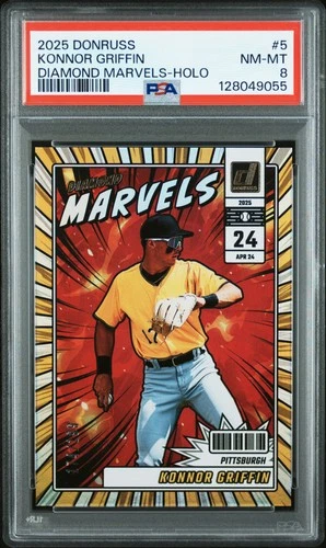 2025 Donruss #5 Konnor Griffin Diamond Marvels Holo PSA 8 #/199