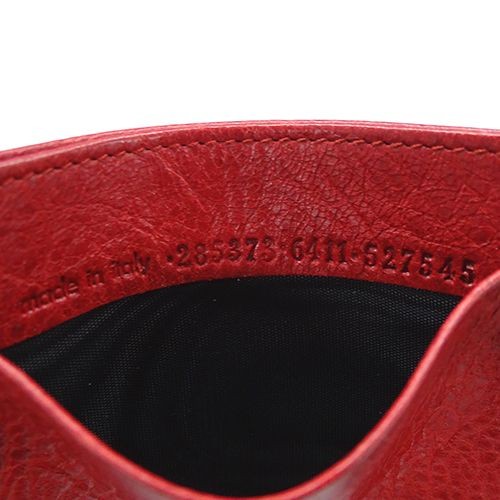 Balenciaga Card Case Leather Giant Red Silver Metal Women Men Pass Holder thumbnail 4