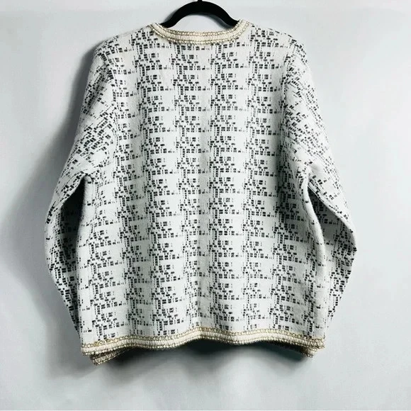 NORTHERN ANGEL COATIGAN MAGLIA APERTA DAVANTI STILE CHANEL BIANCO NERO NUOVO TG L