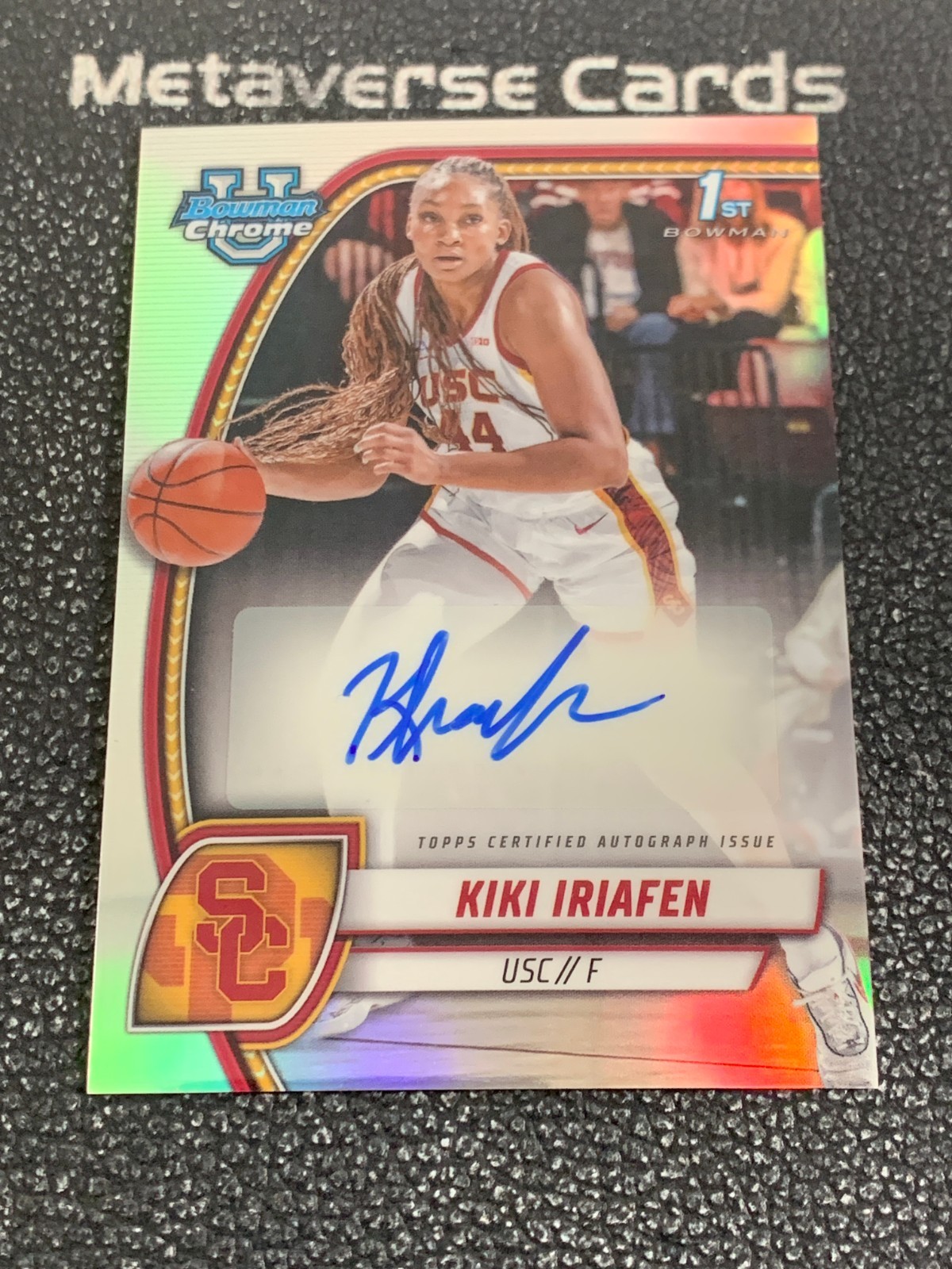 2024-25 Bowman University Chrome 1st Prospect Autograph Refractor Kiki Iriafen