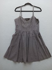 Express Women's Dress Fit & Flare Mini M Black Polka Dot Sleeveless