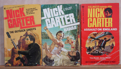 Lot of 3 Nick Carter books,  Action/ Adventure, 6042
