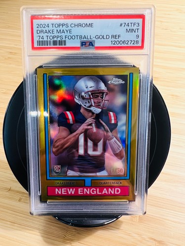 Drake Maye [Gold Refractor] #74TF-3 2024 Topps Chrome 1974 card