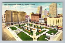 San Francisco CA-California Union Square Showing Garage Bldgs. Vintage Postcard