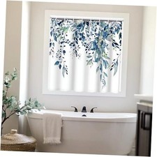 Shower Window Curtain, Watercolor Eucalyptus Small 40"W x 36"L Pack of 1 Blue