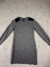 Gap Sweater Dress Medium Extra Fine 100% Merino Wool Knit Heathered Gray