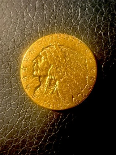 1910 US Gold $5 Indian Head Half Eagle Coin BLP