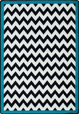 8x11 Milliken Vibe Border Turquoise Modern Chevron Area Rug - Approx 7'8"x10'9"