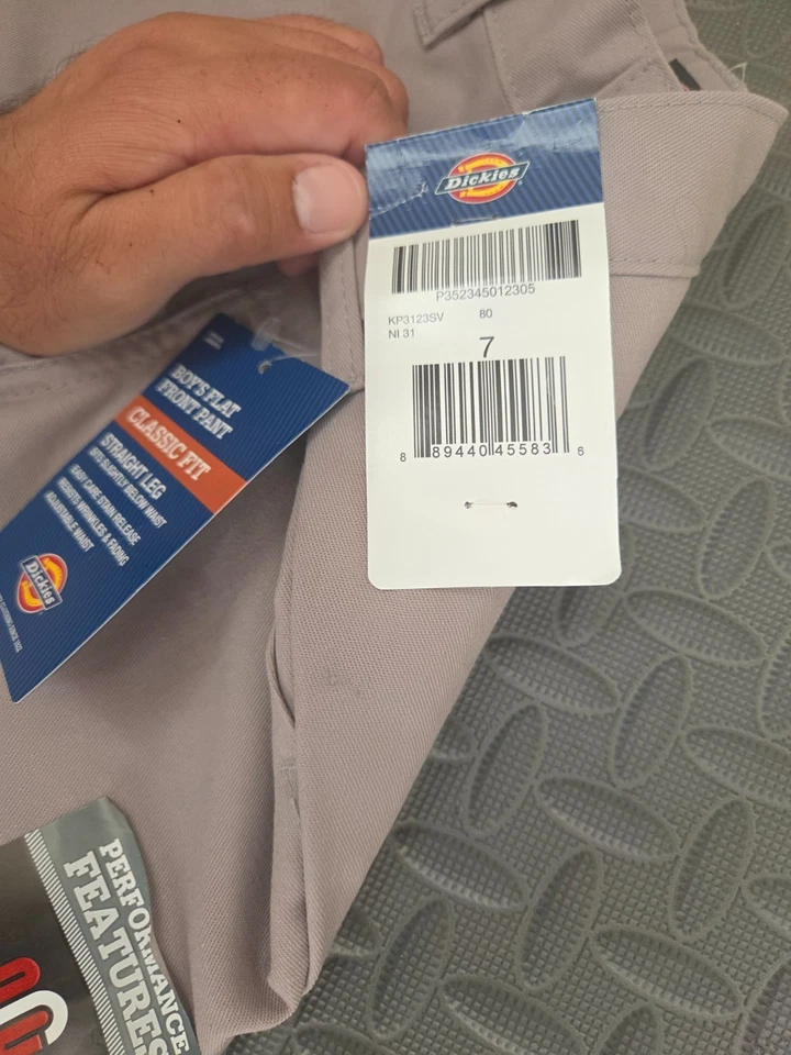 Pantalón Dickies Clásico Frente Plano para Niño, Beige Talla 7 Ajuste Clásico #S68 Foto 3 de 4