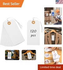 White Pricing Tags with Wire, 120 PCS   Heavy Duty, Adjustable, Versatile for...