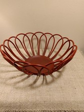 Cesta frutero de alambre de metal, rojo mate, resistente