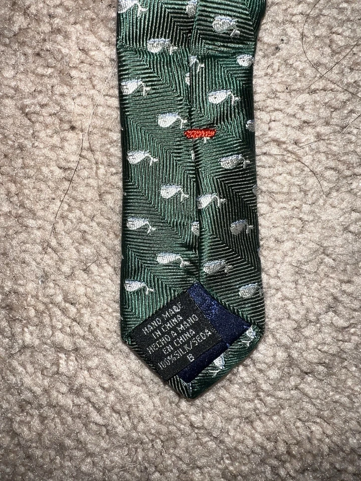 "Corbata Chaps verde ballena 100 % seda estampado náutico preppy clásica 3,75""" Foto 3 de 4